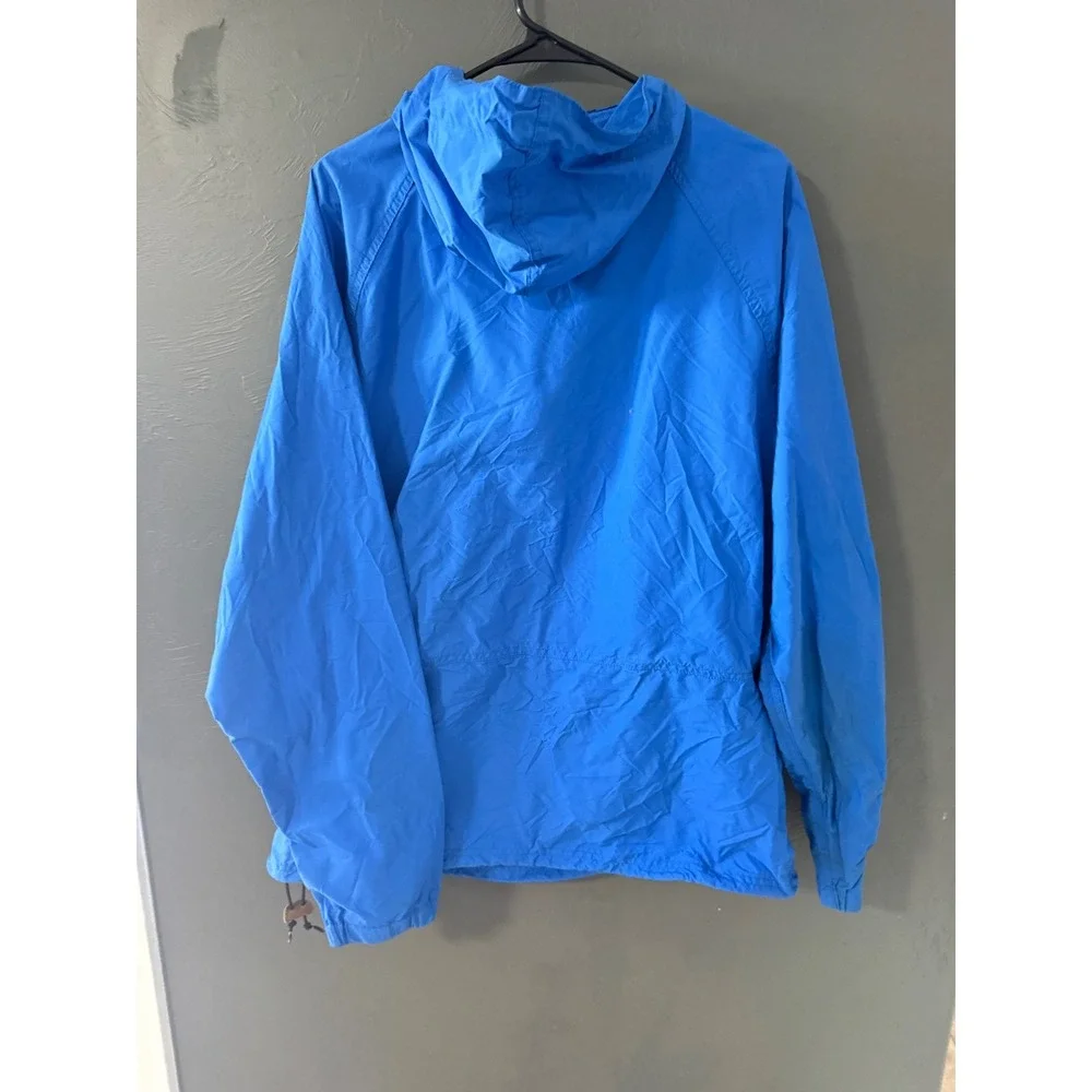 Vintage Woolrich Anorak Windbreaker Blue Half Zip Hooded Pullover Made in USA XL